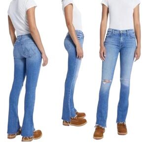 Mother Flare Jeans  The Runaway Step Fray  in Spice it Up Busted Knee  2/26